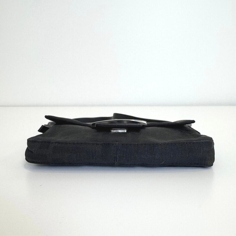 FENDI Black Zucca Monogram Mini Baguette Bag Gunmetal FF Logo Hardware Handbag - Picture 6 of 12